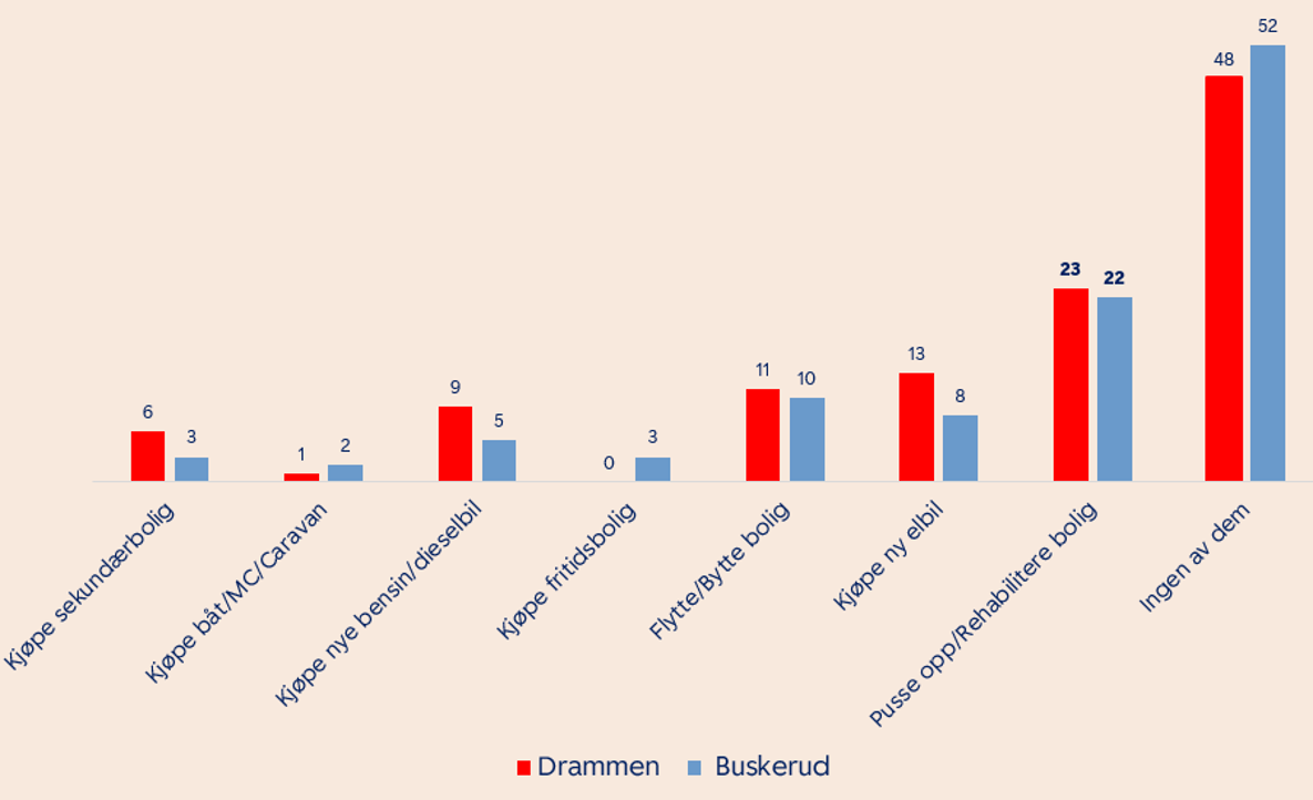 Graf som viser planer om investeringer i Drammen